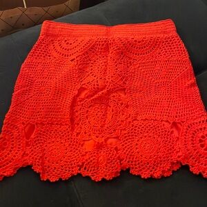 Crocheted orange lined skirt, XS, mint condition. Gianni Bini from Dillards.